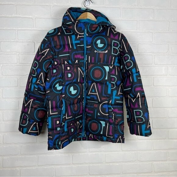 Columbia Girl's Ski Jacket puffer parka multi color omni heat coat black size l - Picture 1 of 13